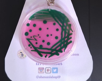 Pseudomonas MacConkey Agar Petri Dish Keychain or Badge Reel