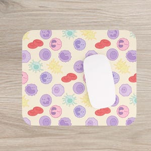 Kawaii Blood Cells Mousepad. Desk Office Gift for Laboratory Scientist/Technician, Nurse & Hematologist, Lab Week Gift