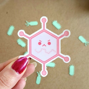 Pegatina de virus Kawaii/Pegatina de microbiología de adenovirus/Regalo de ciencia de laboratorio/Regalo de pegatina STEM/Regalo de pegatina de biología/Pegatina MLT de tecnología de laboratorio