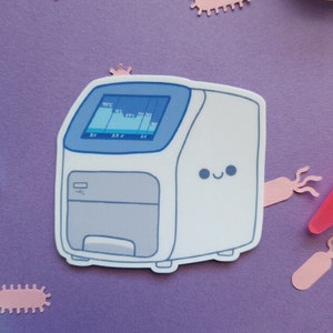 Termociclador PCR Kawaii Pegatina/Genética,Ciencia,MLT,MLS, Lab Tech Pegatinas/Laboratorio, Genética,Regalos Científicos/Genética,Arte Científico