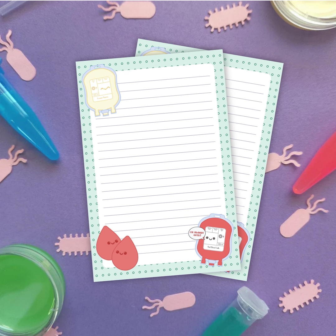 Blood Bank Notepad, Lab Stationery for MLS, MLT, Laboratory Tech, Gift ...