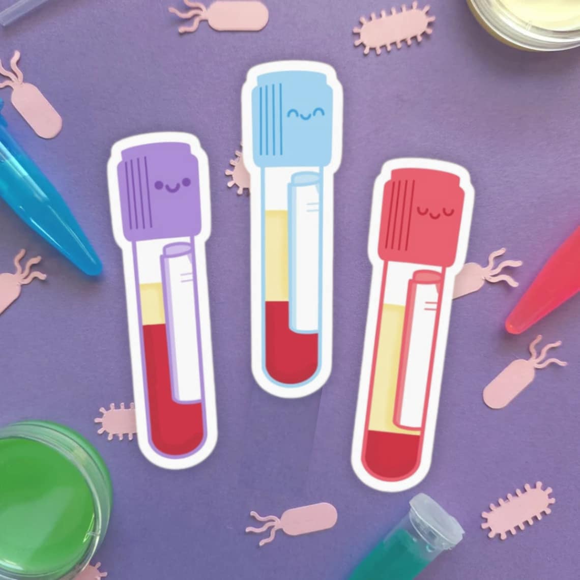 Kawaii Phlebotomy Tube Stickers: Handmade Lab Tech Stickers - Etsy
