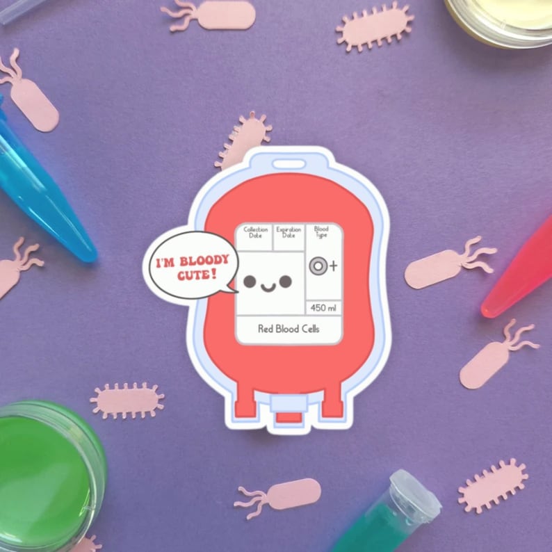 Bloody-cute Blood Bag Sticker | Phlebotomist & Blood Bank Lab Gift - Etsy