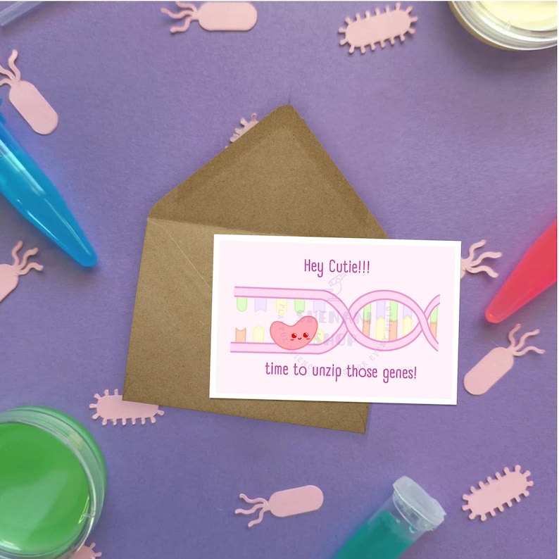 Funny Genetics Love Card-Science DNA Greeting, Funny Gift for MLT,MLS and Lab Techs image 1
