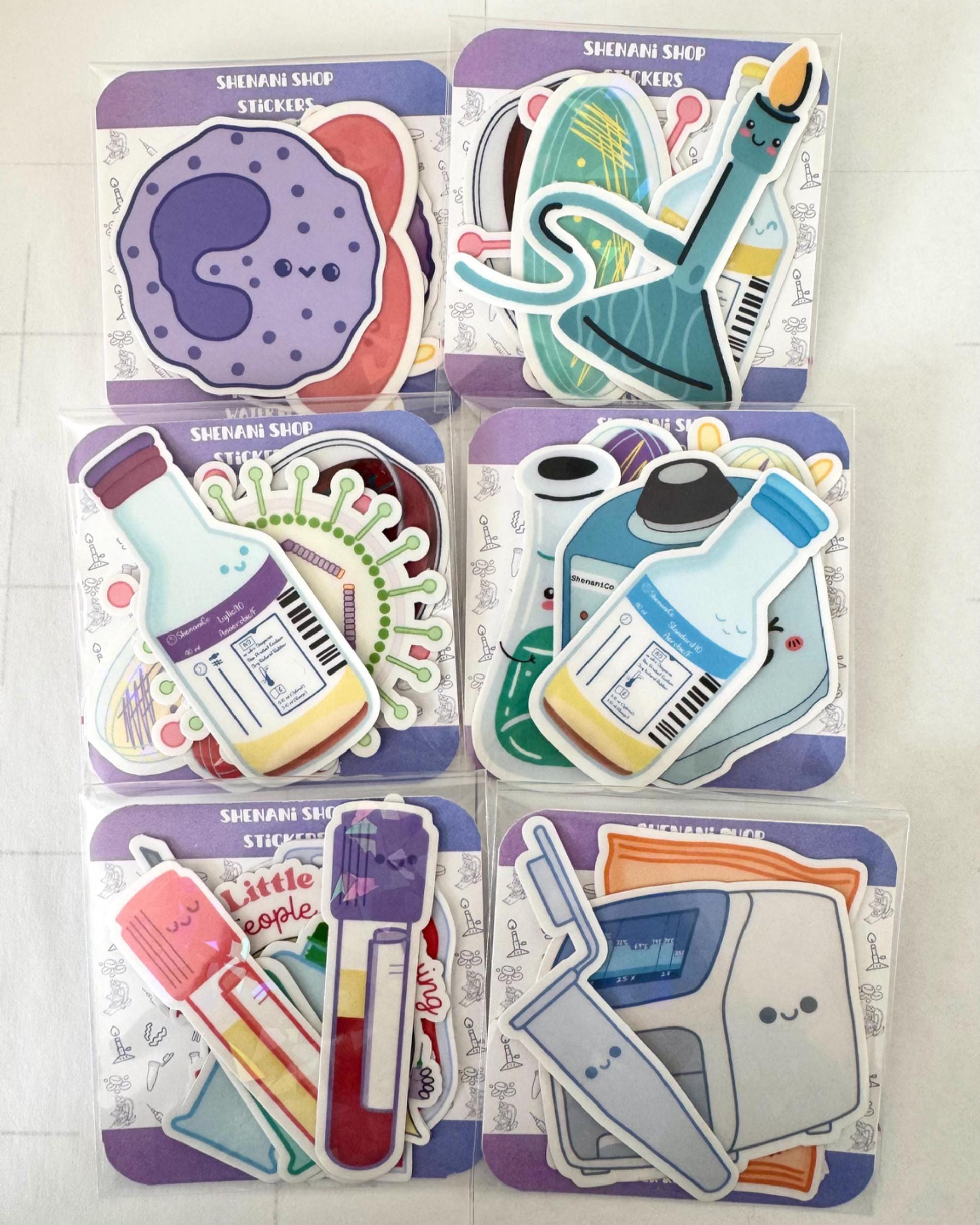 Lab Sticker Mystery Pack, Science Decals, Phlebotomist, Microbiologist ...