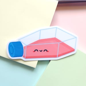 Pegatina de matraz de cultivo celular/Pegatina de biología de cultivo celular/Pegatina de investigación STEM/Pegatina de biología científica/Regalo de laboratorio clínico/Laboratorio de ciencias