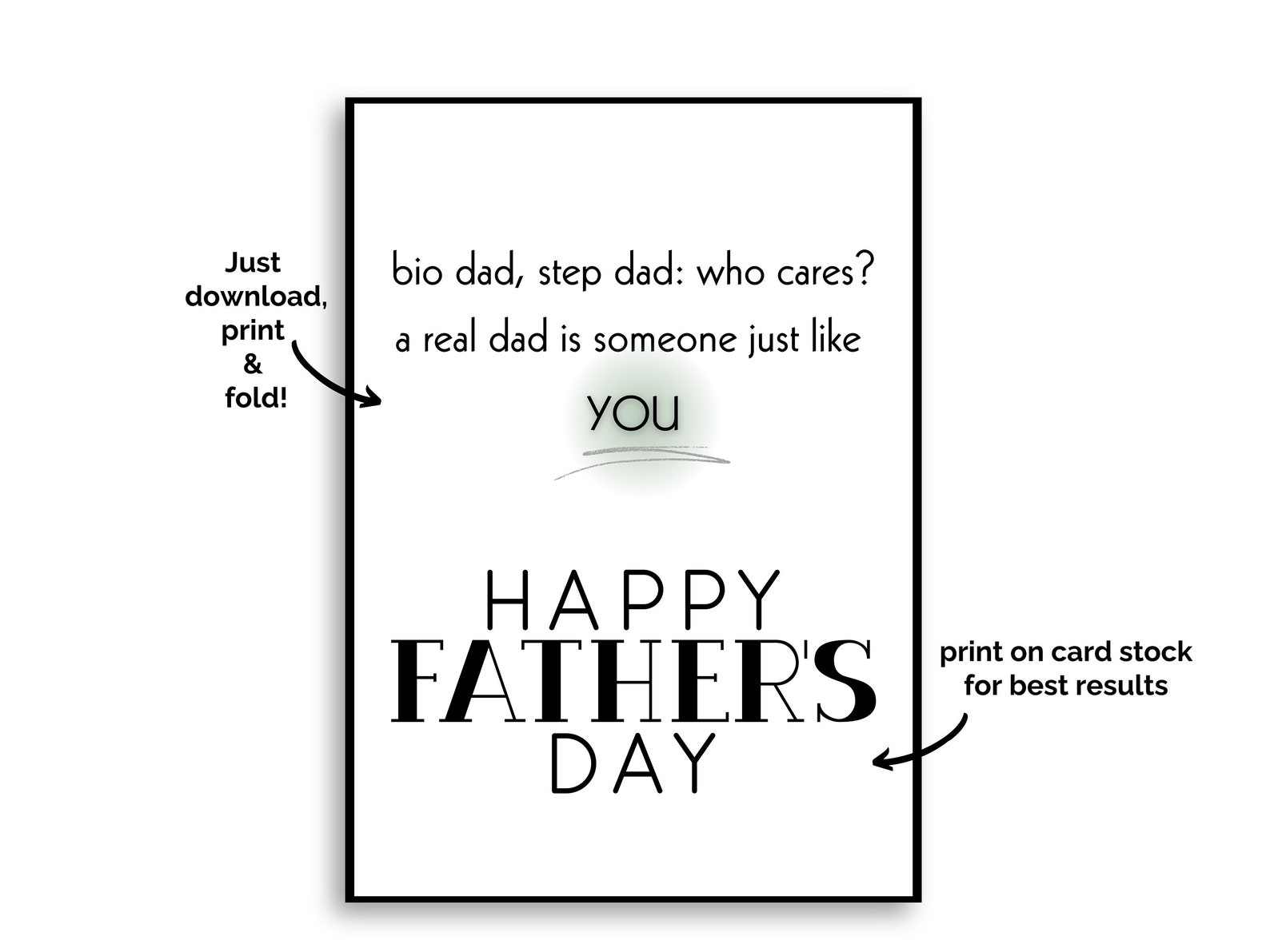 Printable Stepdad Father's Day Card Printable Father's Day Card for ...