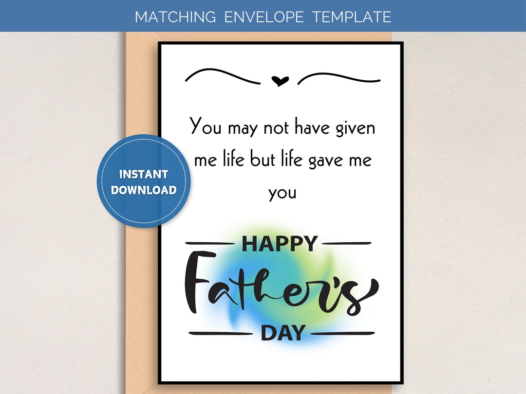 Printable Stepdad Father's Day Card Printable Father's Day Card for ...