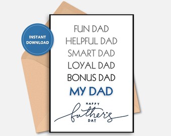 Printable Stepdad Father's Day Card Printable Father's Day Card for Step Dads - Etsy