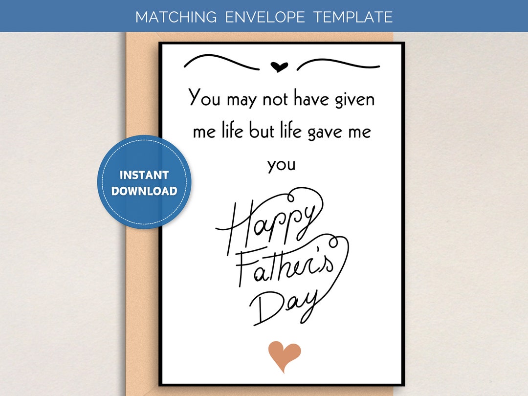 Printable Stepdad Father's Day Card; Printable Father's Day Card for Step Dads - Etsy