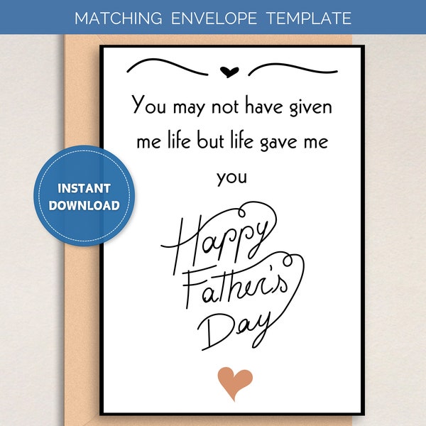 Printable Stepdad Father's Day Card Printable Father's Day Card for ...