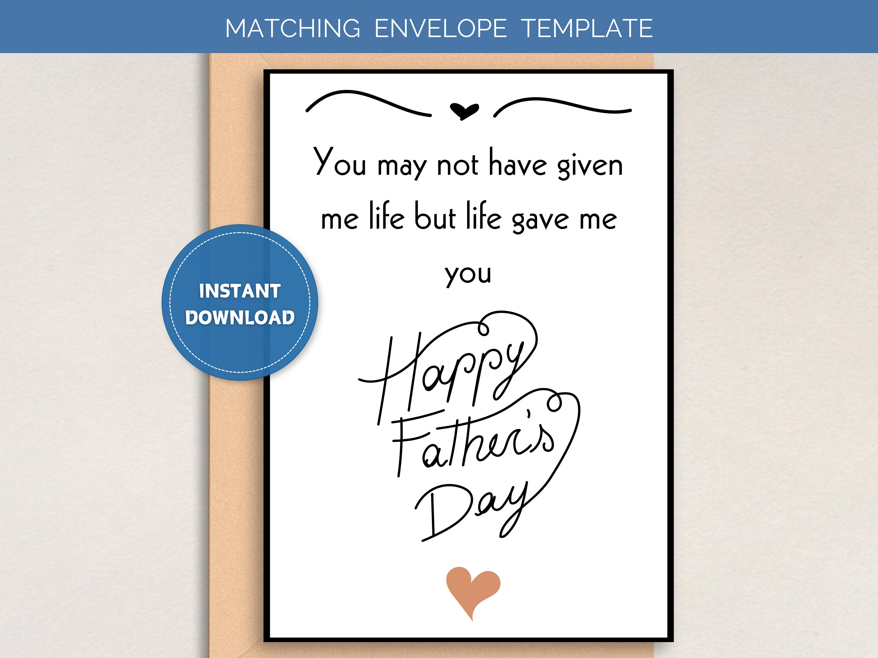 Printable Stepdad Father's Day Card; Printable Father's Day Card for ...