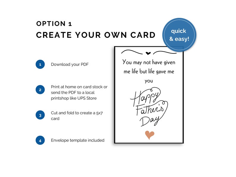 Printable Stepdad Father's Day Card; Printable Father's Day Card for ...