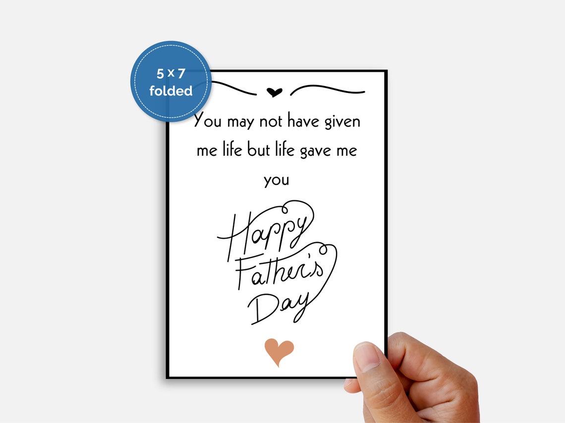 Printable Stepdad Father's Day Card; Printable Father's Day Card for ...