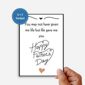 Printable Stepdad Father's Day Card; Printable Father's Day Card for ...