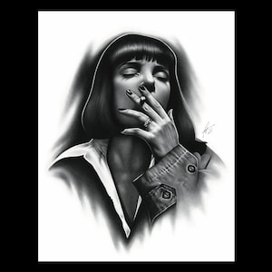 Mia Wallace | Pulp Fiction Fine Art Graphite Portrait Print | 11&quot; x 14&quot;