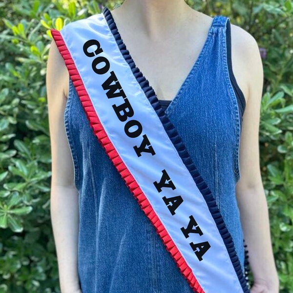 Cowboy Carter Sash CUSTOMIZED Renaissance Merch, Personalized Satin Sash with Trim, Theme Party Decor July 4th Bachelorette Halloween