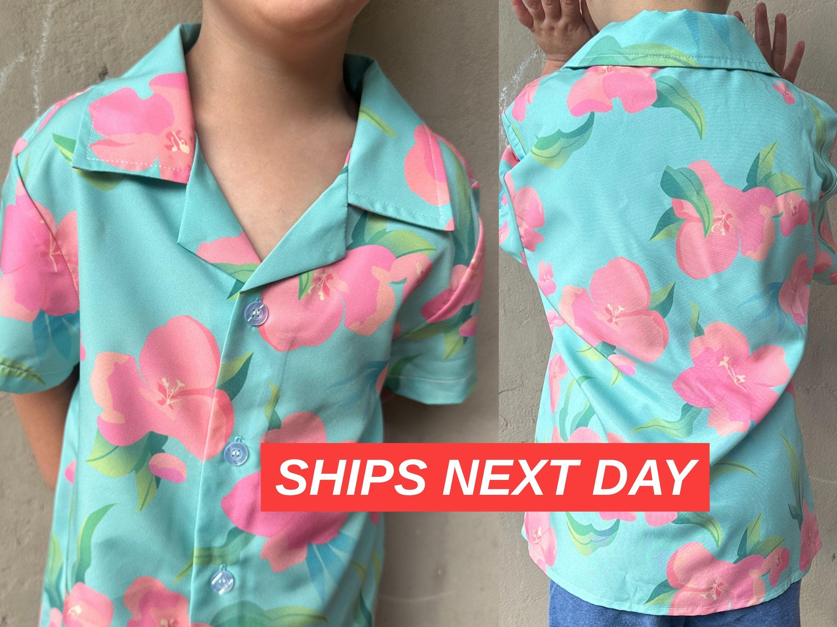 Floral Hawaiian Shirt for Kids Toddler to Age 8 Button Down Tropical Boys Shirt for Vacation Picture Day Birthday Halloween Outfit