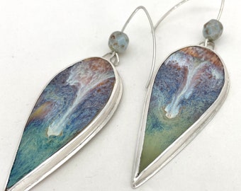 Drippy Earrings, Porcelain and Silver