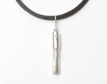 Small Oboe Reed Necklace, Sterling Silver