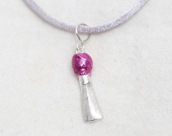 Small Bassoon Reed Necklace, Any Color, Sterling Silver