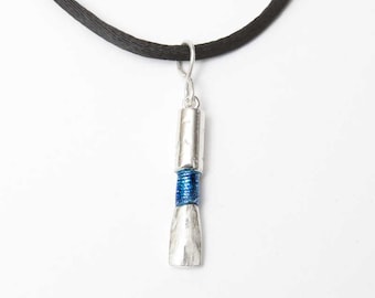 Small Oboe Reed Necklace, Any Color, Sterling Silver