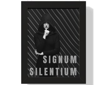 Sign of Silence Occult Esotericism Framed Vertical Wall Poster (Original Design)