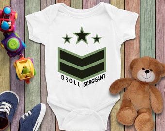 Droll Sergeant Romper, douchegift, Baby Boy Romper, babymeisje kleding, Droll Sergeant babykleding, Baby Romper, schattige babykleding