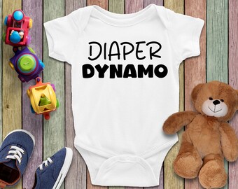 Diaper Dynamo Bodysuit, Shower Gift, Baby Boy Bodysuit, Baby Girl Clothes, Diaper Dynamo Baby Clothes, Baby Bodysuit, Cute Baby Clothes