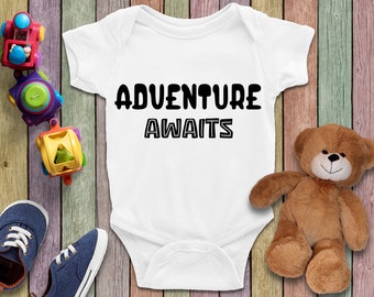 Adventure Awaits Bodysuit, Shower Gift, Baby Boy Bodysuit, Baby Girl Clothes, Travel Baby Clothes, Baby Bodysuit, Cute Baby Clothes, Baby