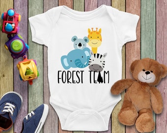 Forest Team dieren bodysuit, douchegift, babyjongen bodysuit, babymeisje kleding, Forest team babykleding, baby bodysuit, schattige babykleding