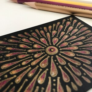 Wild Flower ACEO ATC nr 1 | ORYGINALNY Kredka kolorowa