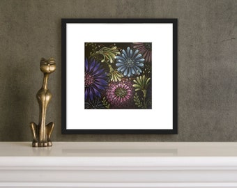 Wild Flowers No.9 | FRAMED ORIGINAL colored pencil illustration