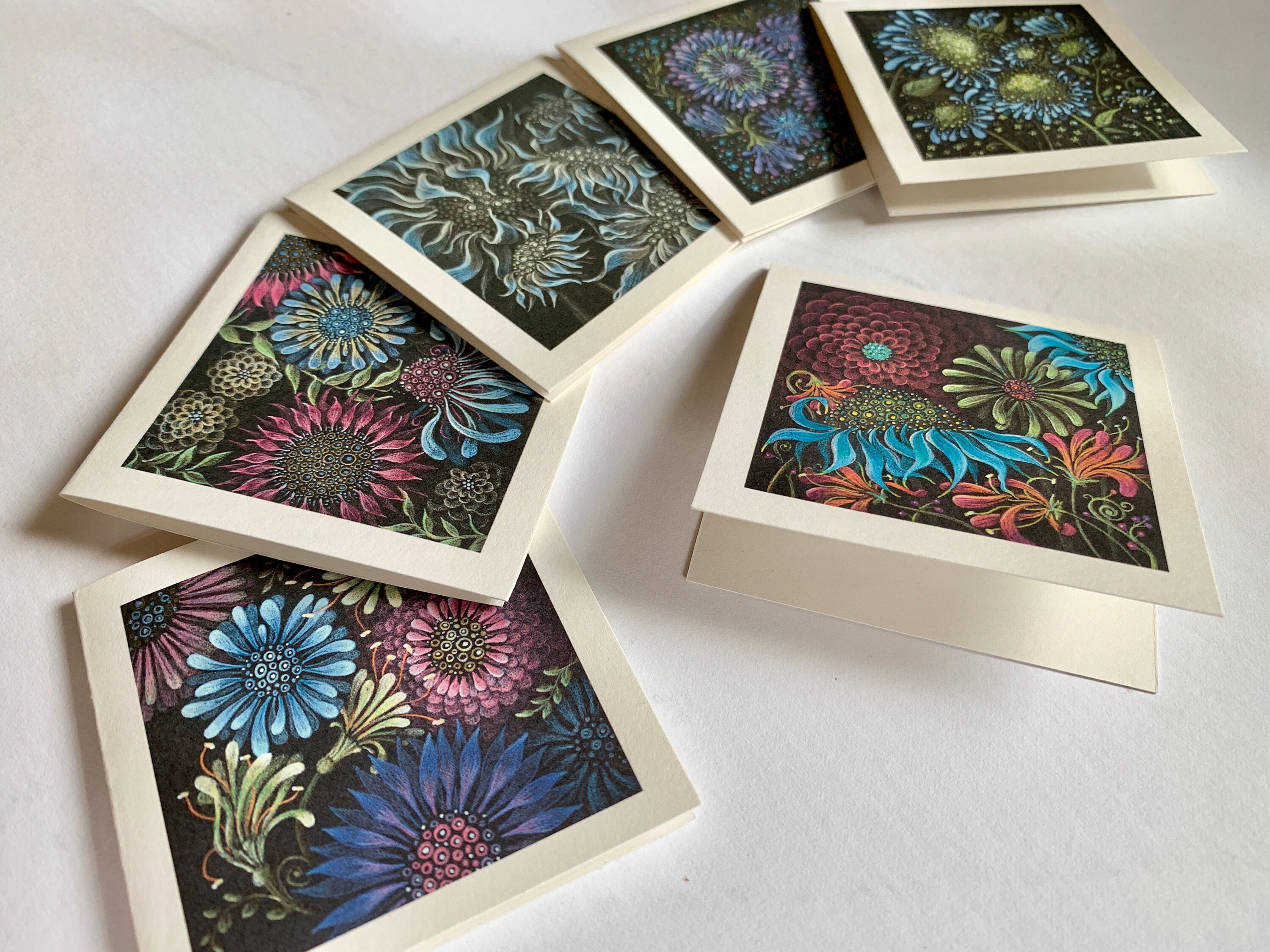 Assorted Florals No.1 | Mini Cards | Set of 6 With White Envelopes - Etsy