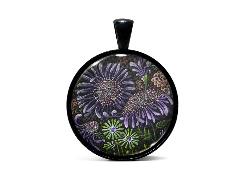 Wild Flower No.15 Art Pendant in Black or Stainless image 2