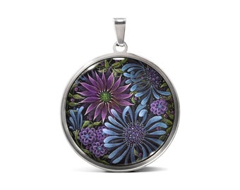 Wild Flower No.12 | Art Pendant in Black or Stainless