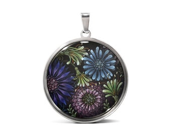 Wild Flower No.9 | Art Pendant in Black or Stainless