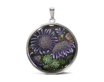 Wild Flower No.15 | Art Pendant in Black or Stainless