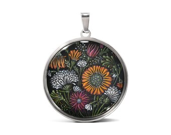 Wild Flower No.32 | Art Pendant in Black or Stainless