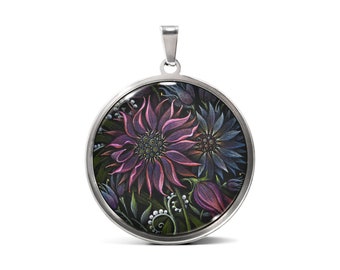 Wild Flower No.33 | Art Pendant in Black or Stainless