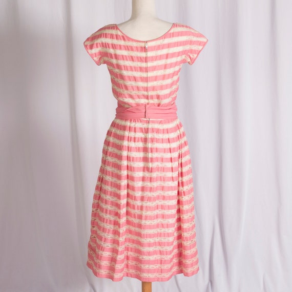 1950s Pink/white Striped Fit and Flare Dress | Bust 36" | Vintage - Etsy 1950s Pink/white Striped Fit and Flare Dress | Bust 36" | Vintage - Etsy