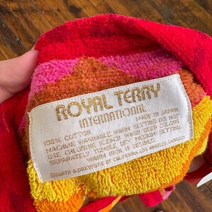 1960s Terrycloth Robe | Red, Orange & Pink | Beach Cover Up | Vintage image 3