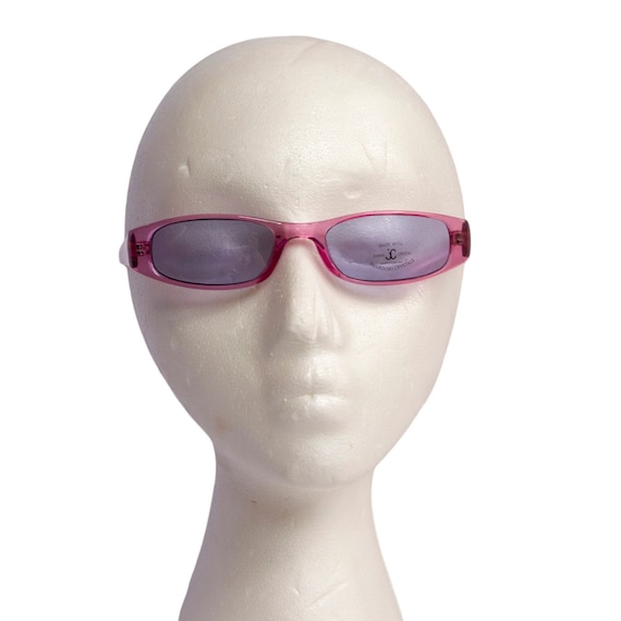 Occhiali da sole y2k stretti rosa, anni 2000, vintage Italia