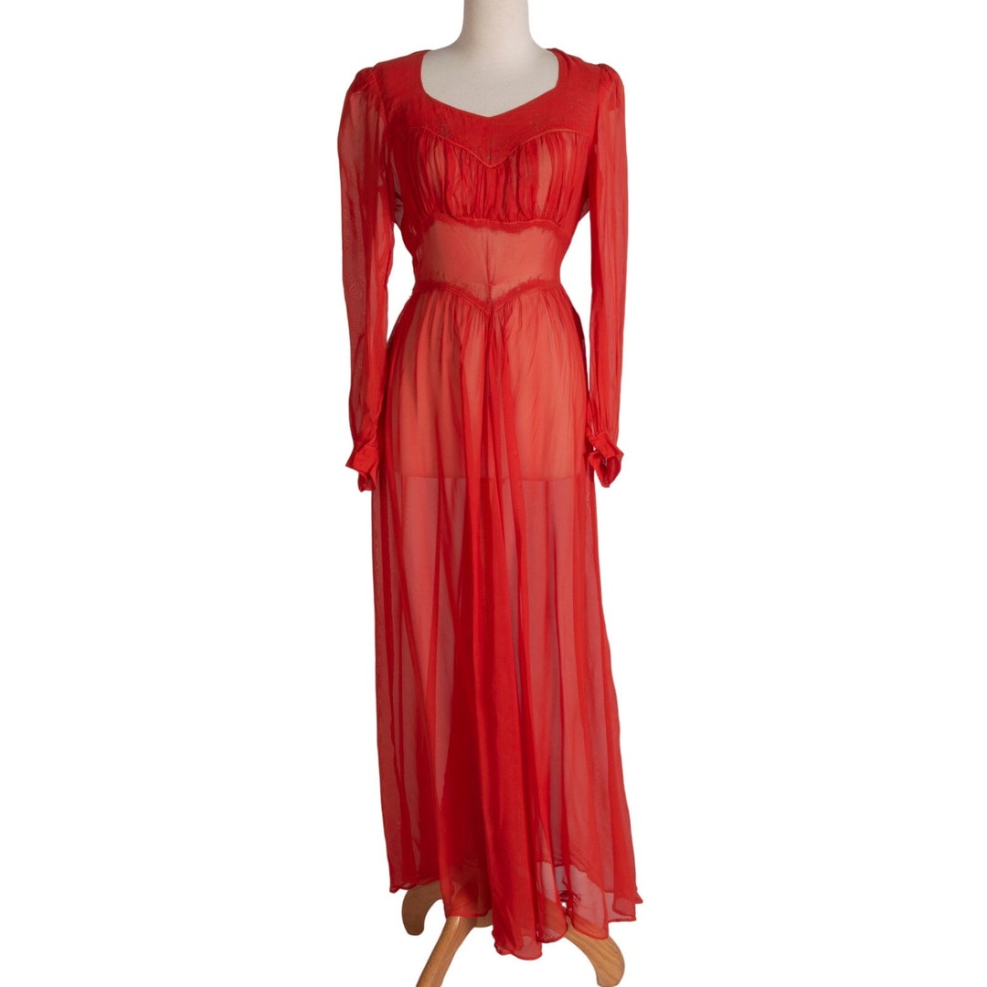 1940s Sheer Sequin Gown