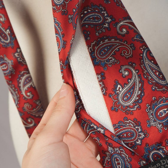 Christian Dior Red Pattern Tie | Length 58" | VTG… - image 3
