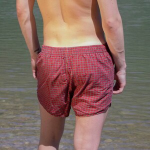 50s Mens Red Plaid Summer Shorts image 4