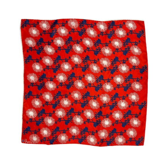 1960s Vera Scarf | Red Dandelion | Silk | 26x26 |… - image 1