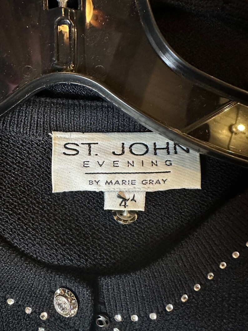 1990s St. John Black Skirt Set Bust 44-46 Hips 38-48 Rhinestones Vintage image 3