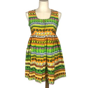 60s Psychedelic Babydoll Dress | Small | Multicolor Floral | Striped | Vintage