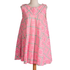 1960s Pink Squares Mini Trapeze Dress | Bust 44&quot; | Vintage
